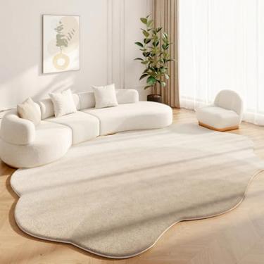 Imagem de Tapetes estilo creme para quarto, tapete macio e fofo para estudo, com formas irregulares, para decoração de sala de estar, carpete grosso e felpudo (120x160cm/B)