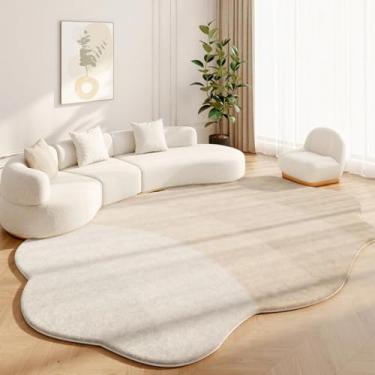 Imagem de Tapetes estilo creme para quarto, tapete macio e fofo para estudo, com formas irregulares, para decoração de sala de estar, carpete grosso e felpudo (160x230cm/C)