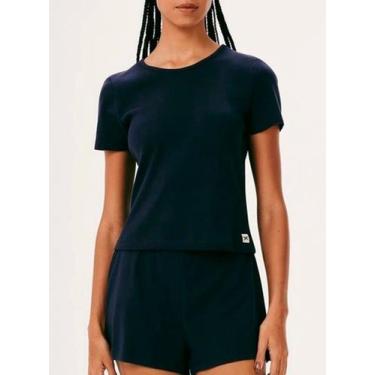 Imagem de Pijama Curto Hering 7CXX Feminino Canelado Algodão T. P/XG, P, Axt, Az