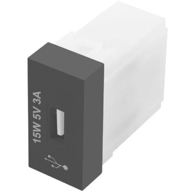 Imagem de Módulo Tomada USB Habitat Black 15 Watts 3 Amperes 5 Volts - 4082 - FAME