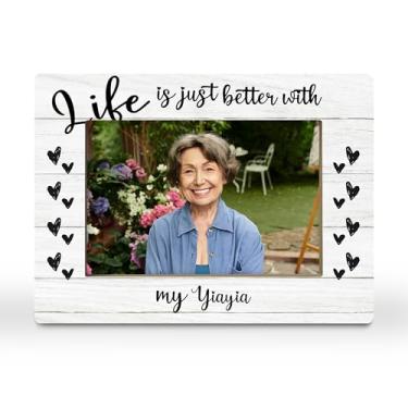 Imagem de CGBHW Porta-retrato Yiayia Presentes, Avó Yaya, presentes de netos, netos, melhor presente de avó de todos os tempos para mulheres Mimi, moldura horizontal 10 x 15 cm para exibição de mesa