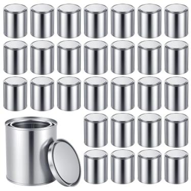 Imagem de JZTKQTM 30 latas de tinta vazias de 1 litro com tampas, recipientes de armazenamento de tinta de 8 x 9 cm com tampas, balde pequeno com tampa multiuso para pintura, artes, artesanato, decoração DIY