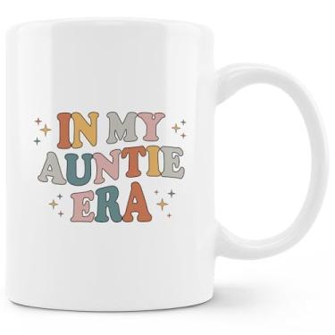 Imagem de FHUGX Caneca Aunt Auntie - Presentes de Dia das Mães, Presentes de sobrinha sobrinho, presente para melhor tia, caneca de café de cerâmica My Auntie Era, 325 ml, branca