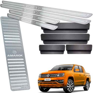 Imagem de Descanso + Soleiras Amarok V6 2010/2019 Alto Relevo Prata