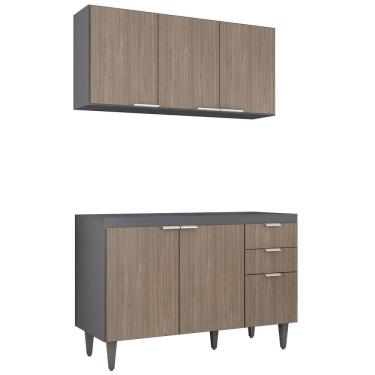 Imagem de Armário de Cozinha CP01 Para Pia 120cm Pérola Z34 Grafite/Freijó - Mpozenato