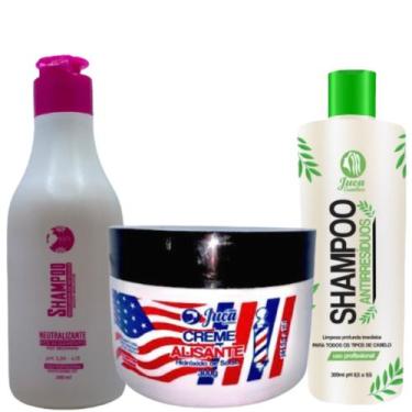 Imagem de Creme Alisante Black 300g Juca + Shampoo Neutralizante 300ml e Shampoo