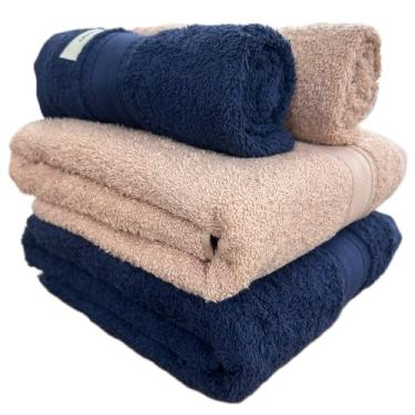 Imagem de Jogo de Toalhas de Banho Linea 100% Algodão Karsten Lisa Grosa Macia AntiPilling Jacquard - 4 Peças