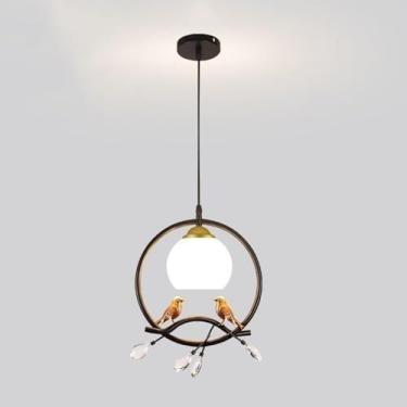 Imagem de Lustre de Fazenda Luzes Pendentes Ilha de Cozinha Moderna Luminária Pendente de Pássaro Cristal Vidro Leite Lâmpada Pendurada Lustre V-intage para Sala de Jantar Quarto Corredor Hall de Entr