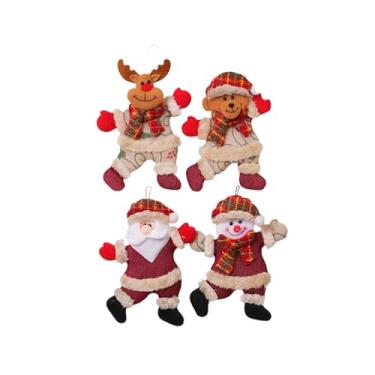 Imagem de SPEVERT 4 peças de enfeites para decoração de árvore de Natal, Papai Noel, alce, urso, boneco de neve dançante (4, clássico)