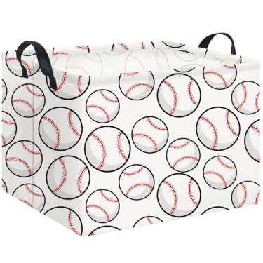 Imagem de NTAOHAMPER Cesta De Armazenamento Retangular, Caixa Dobrável, Livros, Organizador Brinquedos Com Alças, Decoração Quarto, Presentes (Bola Beisebol Grande)