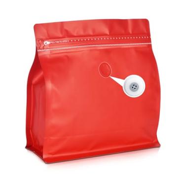 Imagem de 50 sacos de café de 227 g com válvula, sacos de embalagem de grãos de café ventilados de 1/2 kg, folha de alumínio de alta barreira, fundo plano, selado a quente, zíper lateral, saco de armazenamento