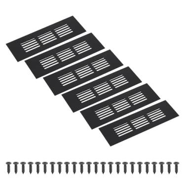 Imagem de PATIKIL Grade de ventilação retangular de 15 x 5 cm, 6 peças de cobertura de ventilação de alumínio com parafusos de montagem para guarda-roupa de porta de armário de armário, preto