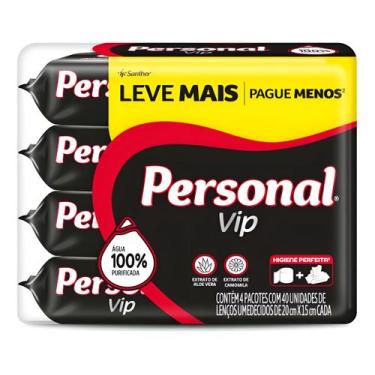 Imagem de Lenços Umedecidos Personal Vip 40 Unid. Suave Kit C/ 4 Unids - NoBrand