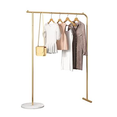 Imagem de Cabide de pé cabide de metal moderno com base de mármore dourado, grande capacidade, para sala de estar e quarto, cabide de exibição para boutique, cabide de estilo nórdico para chão (60 x