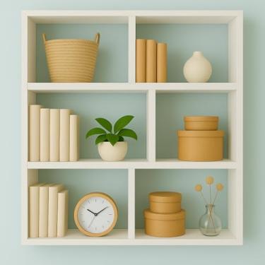 Imagem de Prateleira Modular Decorativa de Parede 90x80x18cm Suporte para Livros e Decoração elegante ideal para sala quarto escritorio