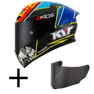 Imagem de Capacete KYT TT Course Xavier Simeon Endurance Champions Preto e Azul Mais Viseira Fumê-Masculino