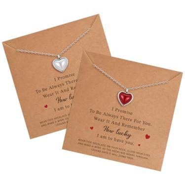 Imagem de Tondiamo Presentes de amizade, irmãs, melhores amigas, presentes de Natal, cornalina, pedra da lua, preto, turmalina e coração, conjunto de colares de irmã com cartões para mulheres adolescentes BFF