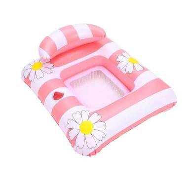 Imagem de Cama Flutuante para Piscina 95x85cm – Brinquedo Flutuante, Seguro e Durável(rosa)