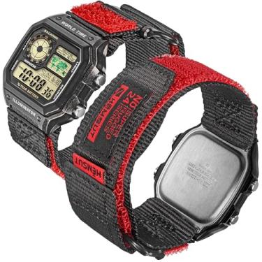 Imagem de Pulseira de relógio de nylon durável de 18 mm compatível com CASIO DW-H5600, AE-1000W, AE-1100W, AE-1200, W-S200H, F-91W e mais, pulseira de relógio de liberação rápida | 2 tamanhos (P: 16.3 cm-19.3