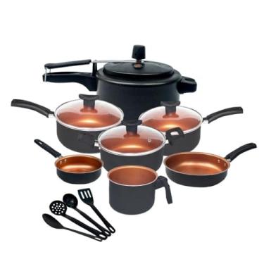 Imagem de Conjunto de Panelas Antiaderente com Revestimento em Teflon, 11 Peças, Preto