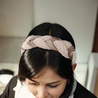 Imagem de Faixa de cabelo torcida para mulheres, acessório de cabelo largo, elástico macio, para uso diário, viagens, academia, roupas casuais (marrom)