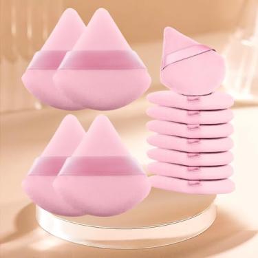 Imagem de Conjunto de 12 peças de pó triangular, puffs de pó para rosto, esponjas de maquiagem para base, adequado para ferramentas de maquiagem cosmética líquida e creme (rosa)