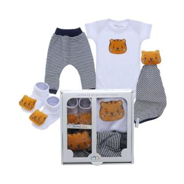 Imagem de Kit 4 Peças Maternidade Enxoval Bebes Roupas Para Recem Nascido (P, Caqui) (P, Marinho)