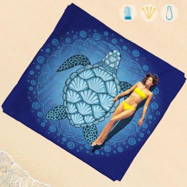 Imagem de Cobertor de praia impermeável à prova de areia 1-7 adulto grande 188 × 203 cm, leve, durável, compacto, livre de areia, extra grande, tapete de praia para viagem, acampamento, caminhada, piquenique