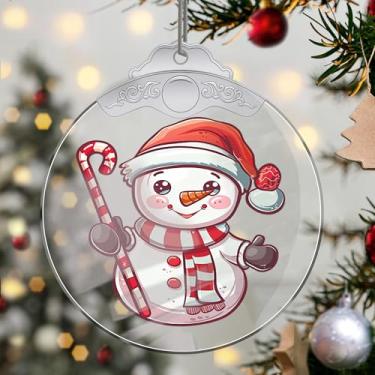 Imagem de Enfeites de Natal, boneco de neve, cristal pendurado, enfeites de árvore de Natal feitos à mão, decoração de carro e casa - presentes de Natal, decoração de artesanato em acrílico, ideias de troca de