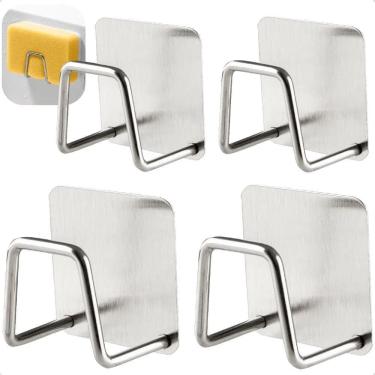 Imagem de 2X 4 Suporte Esponja Bucha Gancho Pia Aço Inox Louça Cozinha