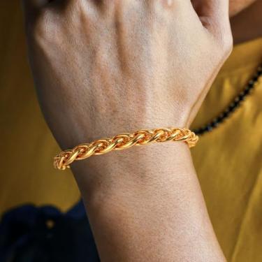 Imagem de Pulseira masculina de aço inoxidável banhado a ouro 18 quilates / prata 3 mm/9 mm pulseira de corrente de trigo Spiga Joias modernas, One Size, Aço inoxidável, Sem Pedra Preciosa