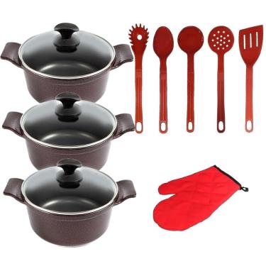 Imagem de Jogo Panela Cereja Cerâmica Talher Vermelho Javali Aal 26A30