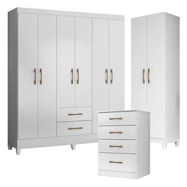 Imagem de Guarda Roupa Casal Panamá com Cômoda MS913 e Armário Multiuso New Íris