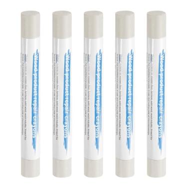 Imagem de HARFINGTON 5 peças de bastões de enchimento de madeira, cera de madeira, retoque de móveis, gizes de cera para reparo de móveis, madeira de freixo