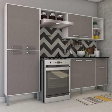 Imagem de Cozinha Compacta Multimóveis Coimbra Fgl2840 Com Armário E Balcão Branca/lacca Fumê