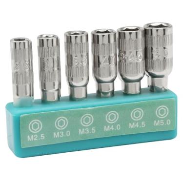 Imagem de Cionyce Adaptador sextavado 6 em 1 com haste H4 – Inclui soquetes métricos de 6 pontos de 2,5 mm, 3 mm, 3,5 mm, 4,5 mm, 4,5 mm, 5 mm para acionamento de porca de furadeira elétrica, ideal para