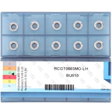 Imagem de CDBP RCGT0803MO-LH Lâminas de corte de torno CNC RCGT Ferramentas de torneamento para processamento de alumínio, 10 peças.