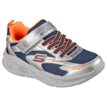 Imagem de Skechers Tênis infantil Skechers Meteor-Lights-Glow P, Prata/laranja, 10 Toddler