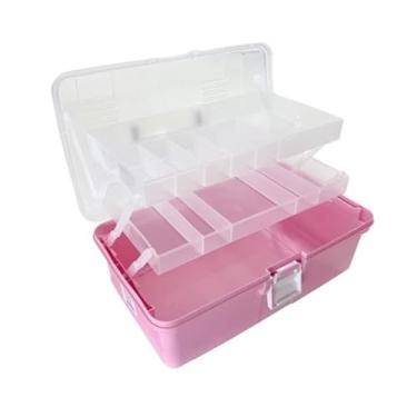 Imagem de Caixas Organizadoras, Maleta Organizadora Multiuso Mega Box(34x20cm)(Rosa Claro + Mini Baby Box)