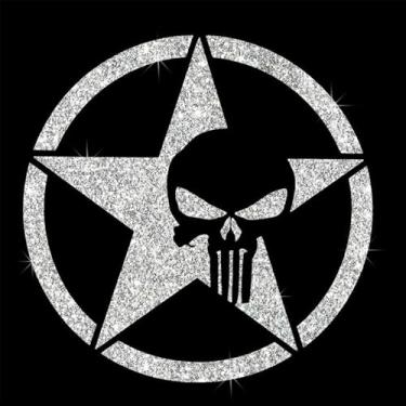 Imagem de Adesivo de decalque brilhante de PVC brilhante com estrela militar do exército dos EUA para carros, laptops, motocicletas, parede, janela, bagagem, capa de arranhão, porta, multisuperfície (branco)