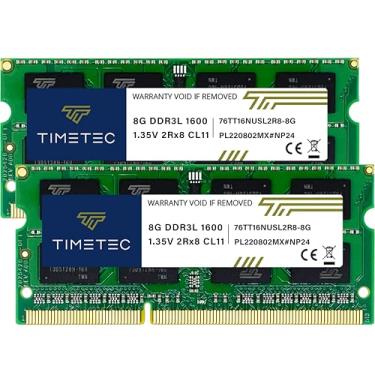 Imagem de Timetec Kit Premium 16GB (2x8GB) DDR3L/DDR3 1600MHz (DDR3L-1600) PC3L-12800 Non-ECC Unbuffered 1.35V/1.5V CL11 2Rx8 Dual Rank 204 Pin SODIMM Notebook RAM