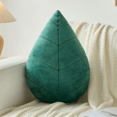 Imagem de Almofada de folha, linda almofada decorativa para plantas, decoração estética, almofada natural para sofá de cama, travesseiro em forma de folhas, perfeito para quarto e sala de estar (verde escuro 5