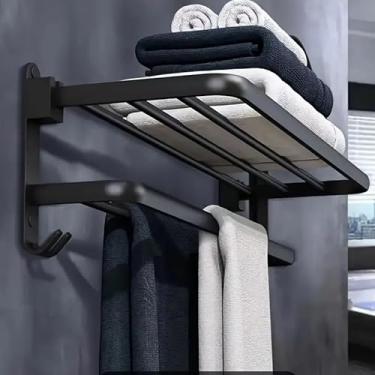 Imagem de Toalheiro De Parede Duplo Premium Porta Toalha Adesivo Sem Furo Banheiro Acessórios (Toalheiro Premium 37/40cm)