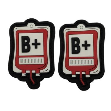Imagem de Patch engraçado de PVC tipo sanguíneo, adesivos de borracha de PVC tipo sanguíneo Positivo B+, apliques decorativos de bolsa médica com crachás de suporte de gancho e laço para roupas, mochilas