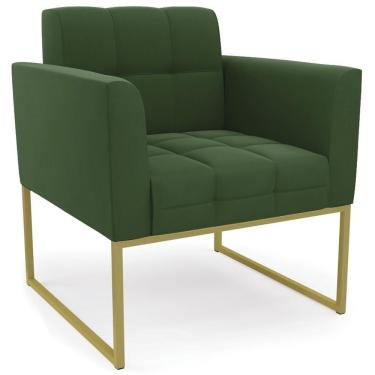 Imagem de Poltrona Decorativa Base Industrial Dourado Ana Suede Verde - Ibiza