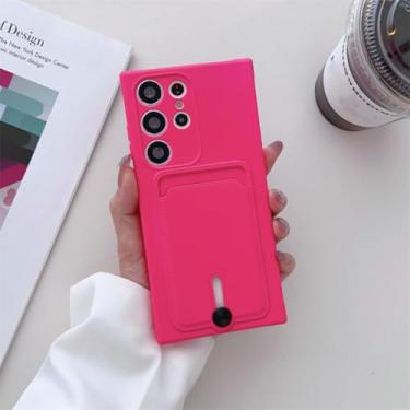 Imagem de Capa de silicone com porta-cartões para Samsung Galaxy S24 S23 S22 S21 S20 Fe Ultra Plus A02 A12 A21s A22 A32 A52 A72 A51 A71 (para Samsung S24Ultra/Vermelho Rosa)