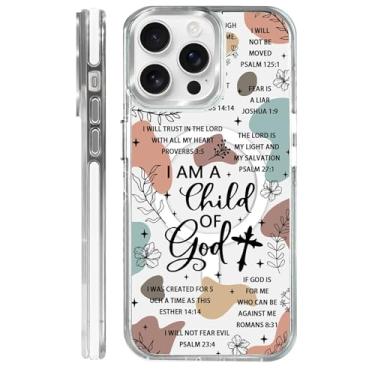 Imagem de OKBUOK Capa para iPhone 16 Pro Max [compatível com Magsafe], capa magnética transparente de silicone à prova de choque com versículos bíblicos padrão