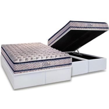 Imagem de Cama Box Baú King: Colchão Molas Ensacadas Paropas Masterpocket Blue + Base White(193X203)