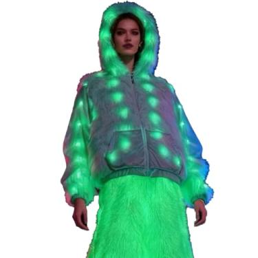 Imagem de Earthradius LED Light Up Furry Stilt Walker Costume Set - Glowing Hooded Jacket & Fluffy Wide-Leg Pants for Performance (M, Pants)