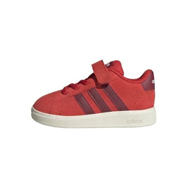 Imagem de adidas Tênis infantil masculino Grand Court 2.0 com cadarço elástico e alça, Collegiate Red/Collegiate Burgundy/Off White, 19